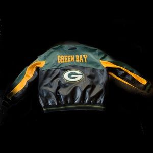 VINTAGE $90s GREEN BAY PACKERS FAUX LEATHER JACKET